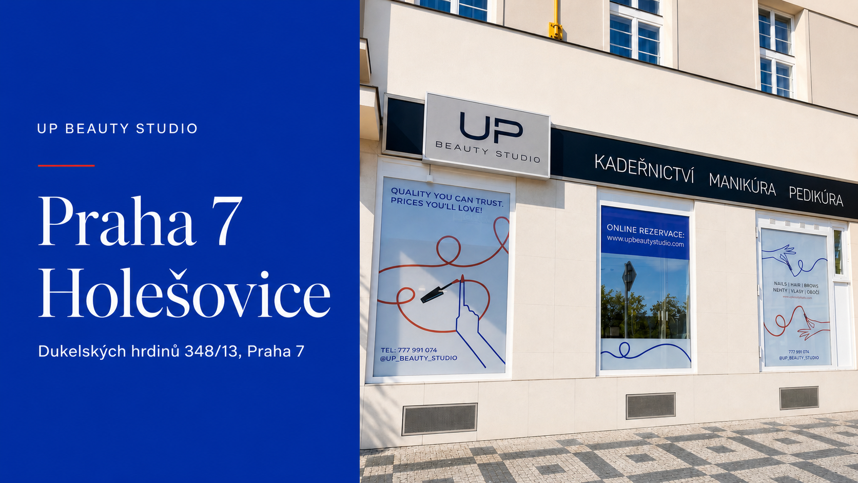 Up Beauty Studio — pobočka Praha 7, Holešovice. Fotografie z webu studia.